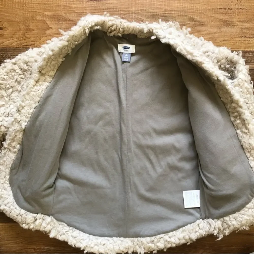Old Navy🍁Girls’ Shag Jacket Cream Boho Comfy Size 8